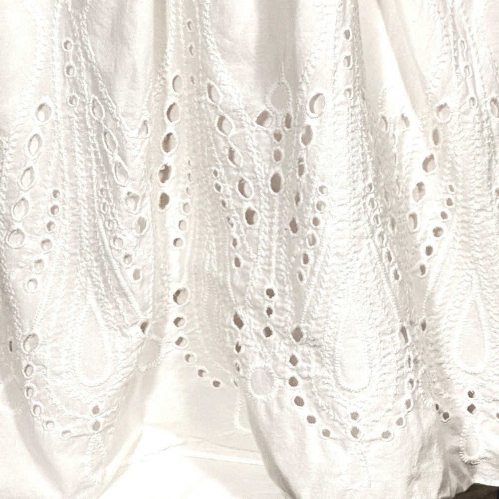 Elle‎ Eyelet Dress Women White Cotton Size M Halter Neck Smocked Back Coquette - Picture 9 of 16